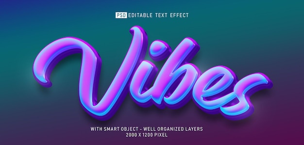 Texte Modifiable Effet De Style Vibes 3d