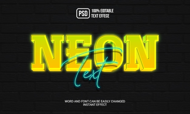 Texte néon 3d style d'effet de texte modifiable