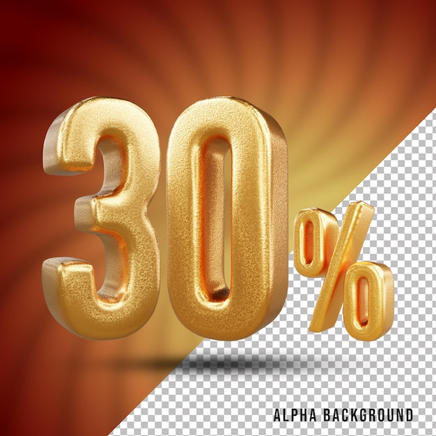 Texte de nombre d'or 30 pour cent 3d