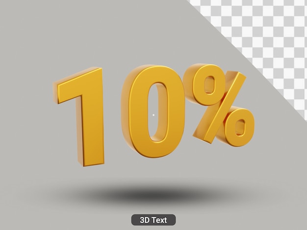 Texte D'or De 10 Pour Cent Rendu En 3d