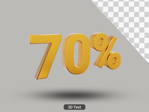 Texte d'or rendu à 70 pour cent en 3D