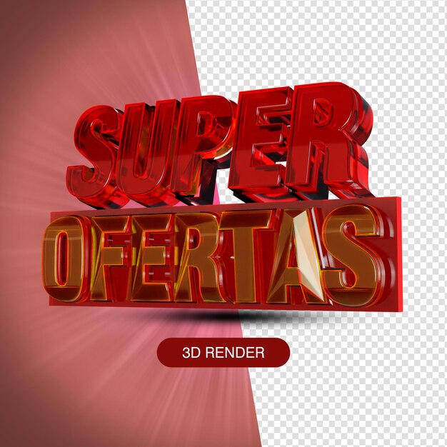 PSD texte en portugais super ofertas rendu 3d