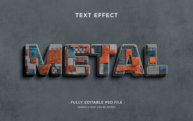 Texteffekt aus industriellem Metall