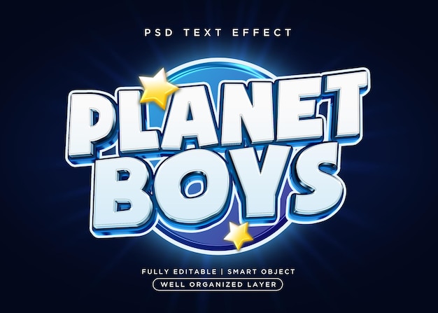 Texteffekt im 3D-Stil des Planetenjungen