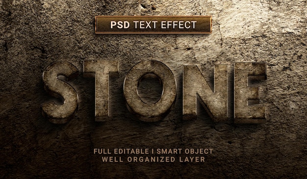 Texteffekt im schmutzigen stein im 3d-stil