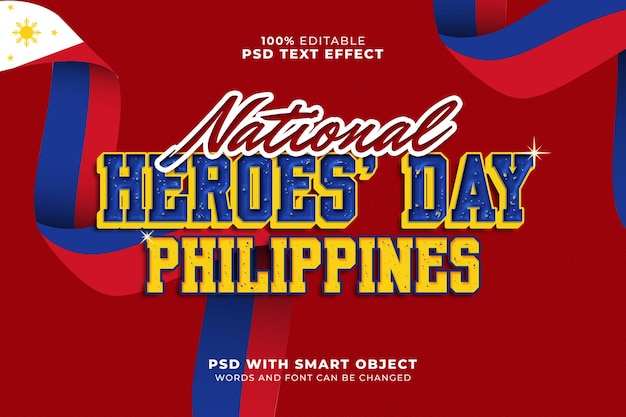 PSD texteffekt zum nationalheldentag der philippinen