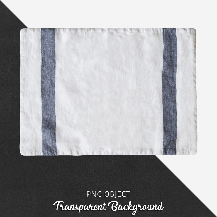 PSD textil blanco con linea azul sobre fondo transparente.