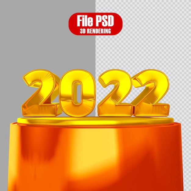 Texto 2022 Gold Renderizado 3D