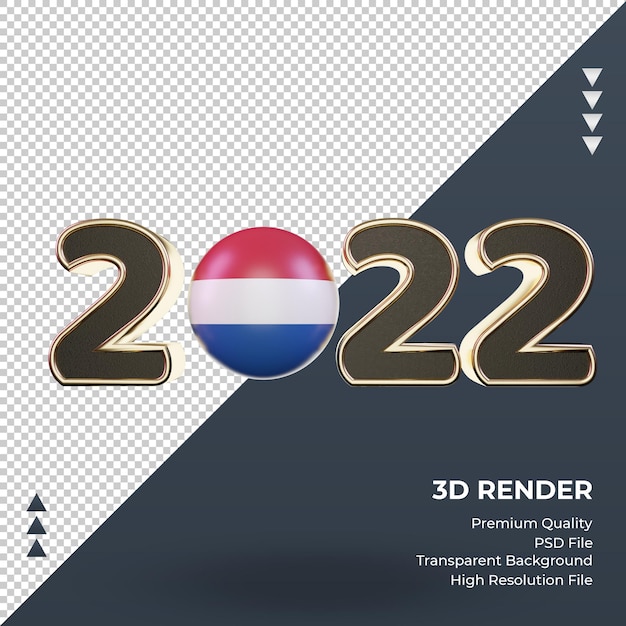 Texto 3d 2022 bandeira da holanda renderizando vista frontal