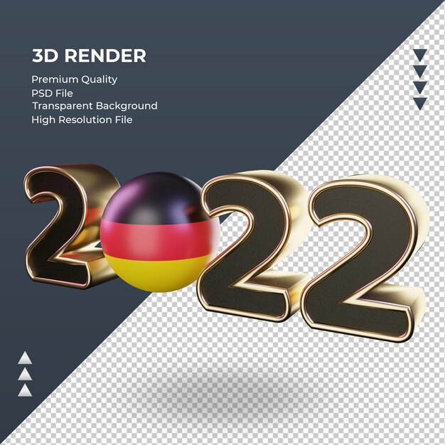 Texto 3d 2022 bandera de alemania renderizado vista derecha