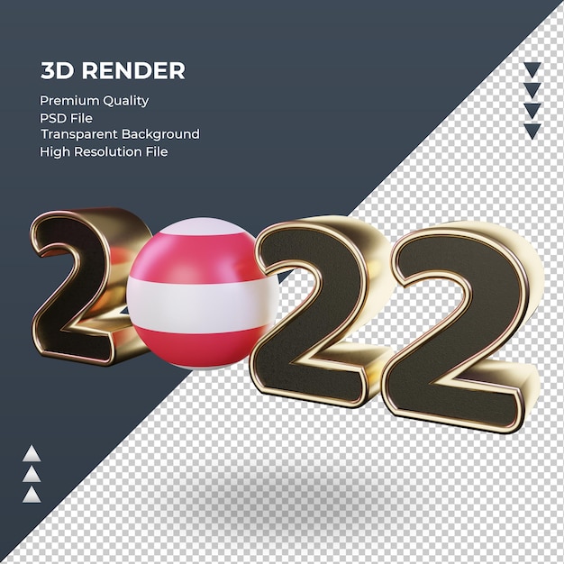 Texto en 3D 2022 bandera de Austria renderizado vista derecha