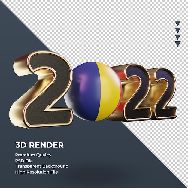 Texto en 3D 2022 bandera de Chad vista izquierda