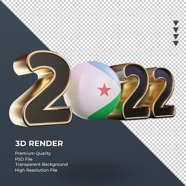 Texto en 3d 2022 bandera de dominica renderizado vista izquierda