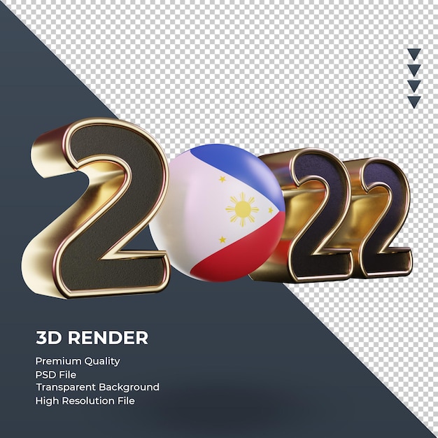 Texto en 3d 2022 bandera de filipinas renderizado vista izquierda