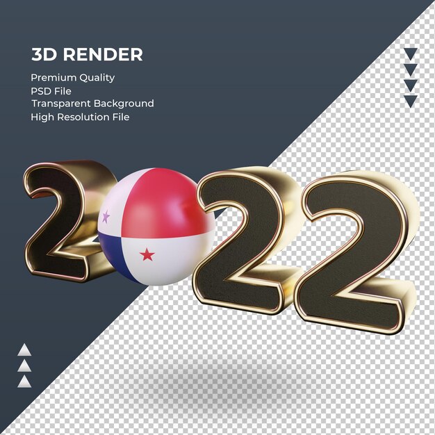 Texto 3D 2022 bandera de Panamá renderizado vista derecha