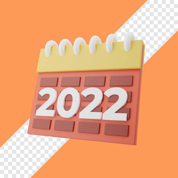 Texto 3d 2022 em ilustração de design de calendário