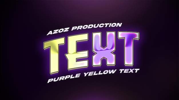 PSD texto en 3d de color púrpura y amarillo