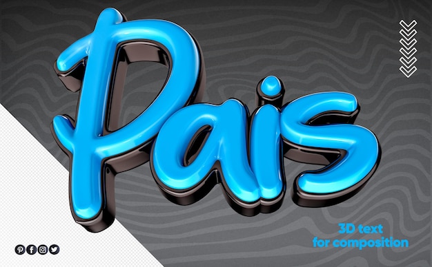 Texto 3D para composición del día dos pais