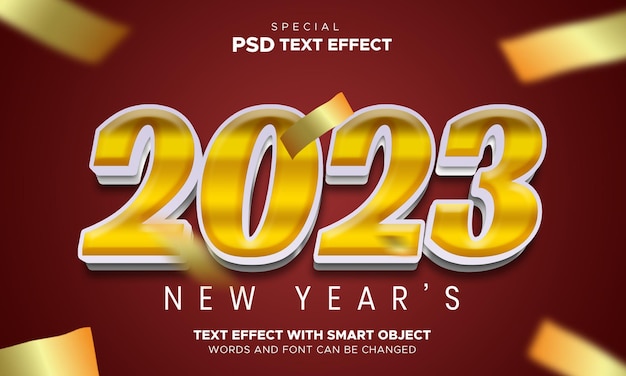 Texto 3d creativo estilo de número editable feliz año nuevo 2023