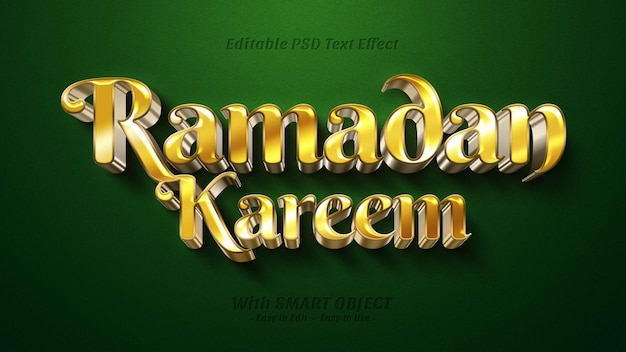 Texto 3d creativo ramadan kareem efecto de estilo editable