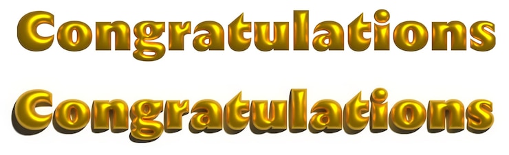 PSD texto 3d dorado felicitaciones con y sin sombra ideales para tarjetas de felicitación certificados