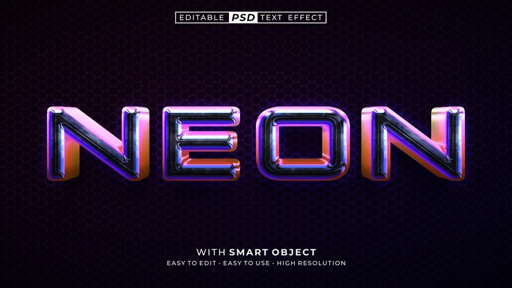 PSD texto 3d efecto de texto de neón estilo de texto editable