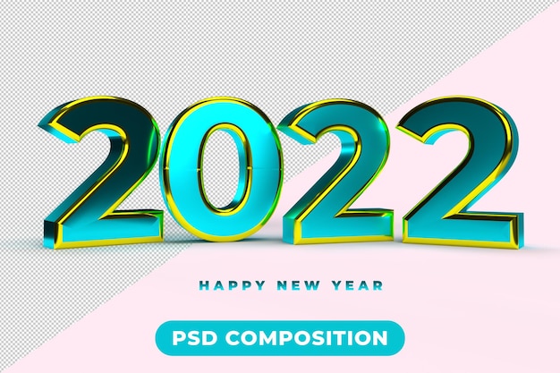 Texto en 3d feliz año nuevo 2022