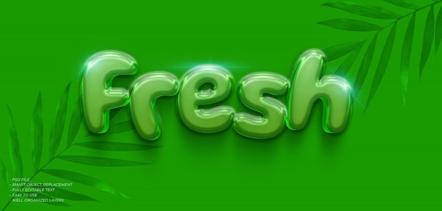 Texto 3D fresco, texto personalizado, efeito de estilo 3D editável