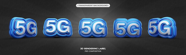 Texto 3d metálico azul 5g