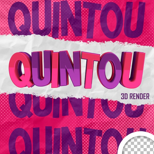 PSD texto 3d render quintou post para instagram para plantilla de composición psd