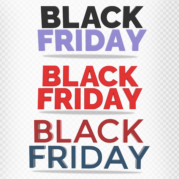 Texto 3d renderizado diseño de black friday psd