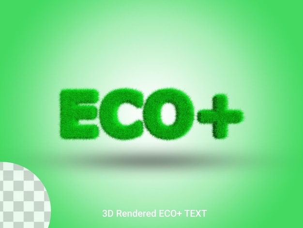 PSD texto en 3d renderizado eco plus grass