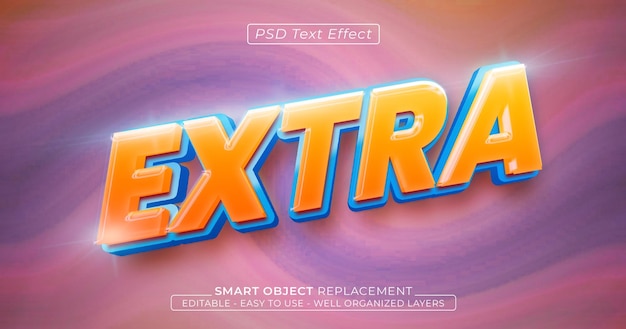 PSD texto adicional efecto de texto editable estilo 3d