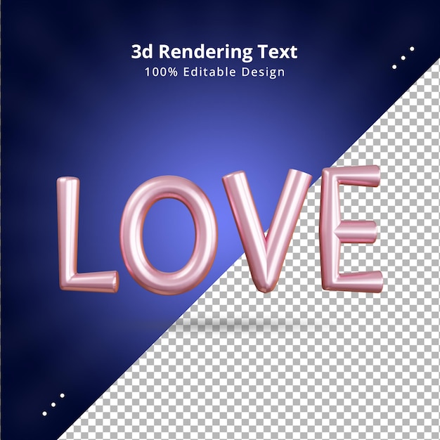 Texto de amor de renderizado 3d para el día de san valentín