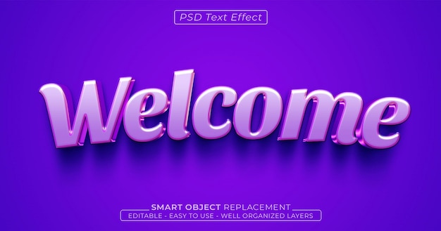 PSD texto de bienvenida efecto de texto de estilo 3d editable