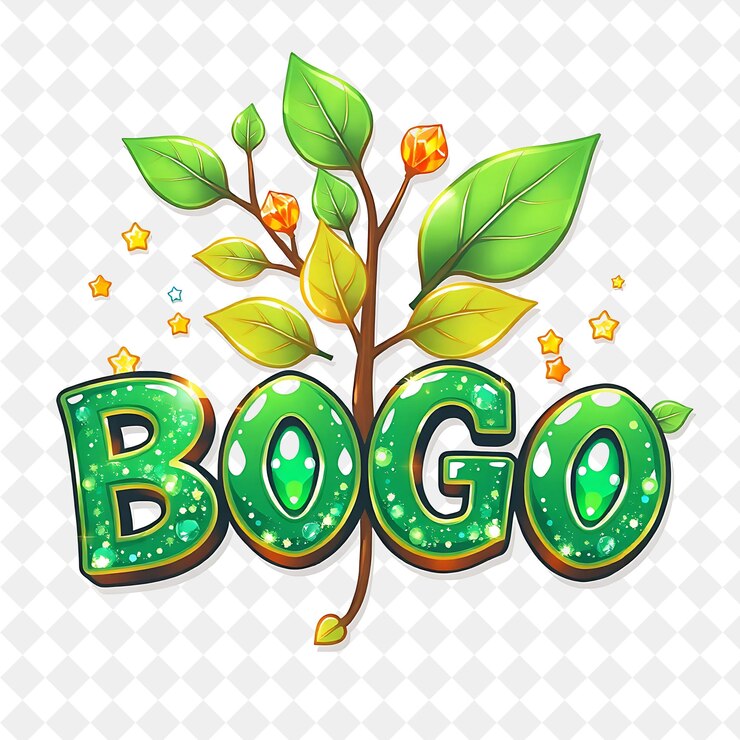 PSD texto cautivador bogo con gemas brillantes y hojas lindas texto es audaz y elegante con l gruesa