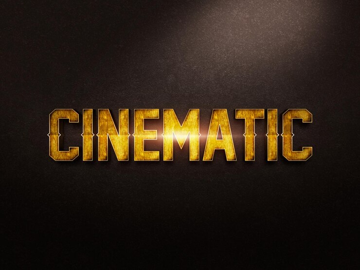 texto cinematográfico en estilo oro metálico