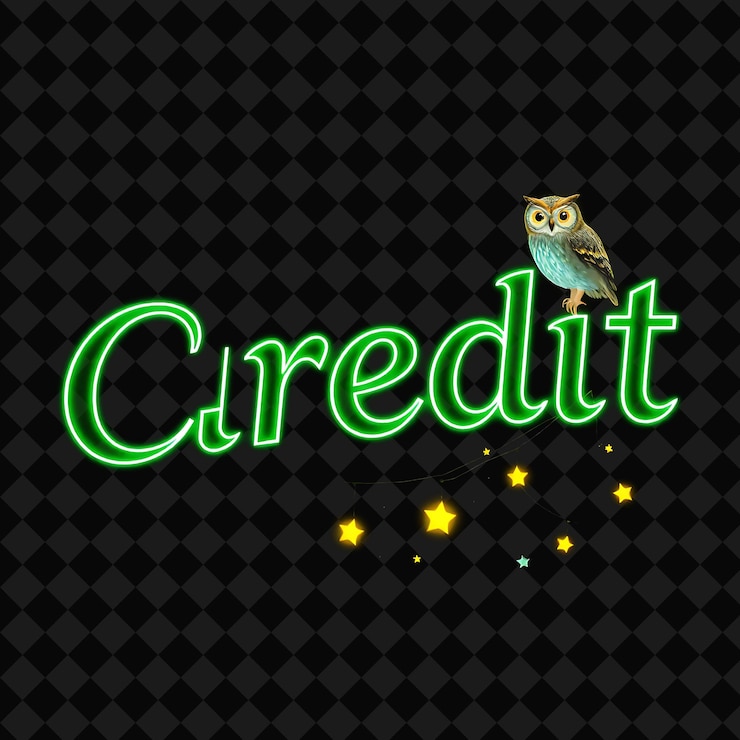 PSD texto de crédito luminoso en neón esmeralda y verde rico con estrellas relucientes y luna un capricho ow