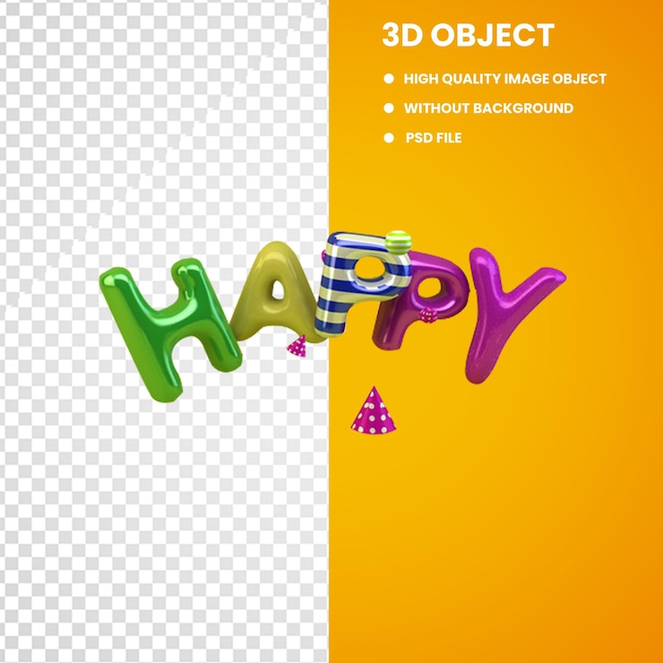 PSD texto de cumpleaños feliz de psd