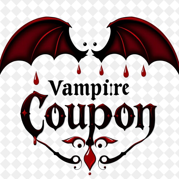 PSD el texto del cupón de vampiro con gotas de sangre y adornos góticos el texto es elegante y dramático con dar