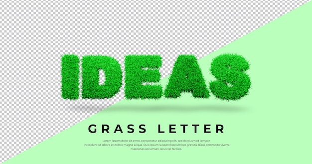 PSD texto da carta de ideias com design de grama 3d