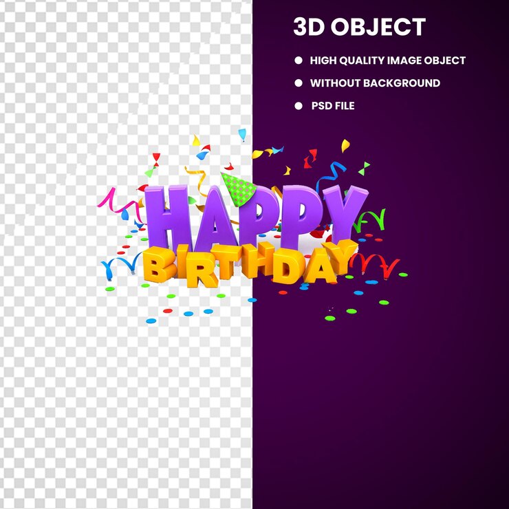 PSD texto de feliz aniversário psd