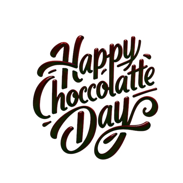 Texto de Feliz Dia do Chocolate PSD um cartaz com um chocolate feliz escrito nele