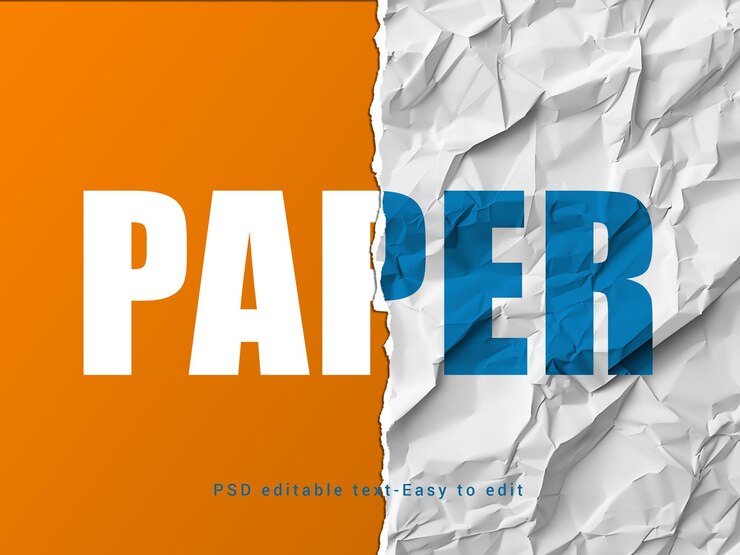 PSD texto de papel rasgado efeito de texto editável