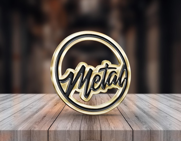 PSD texto de pino de metal 3d e maquete de logotipo