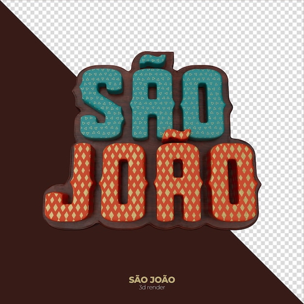 PSD texto de são joão 3d render