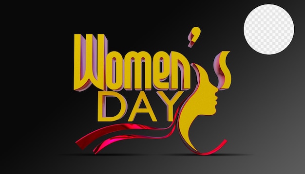Texto del día de la mujer en 3D con fondo transparente