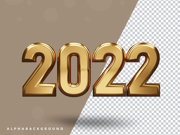 PSD texto dourado de ano novo 2022