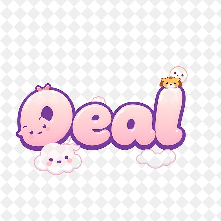 PSD texto dulce buena oferta decorada con nubes espumosas y animales lindos texto es suave y redondo con