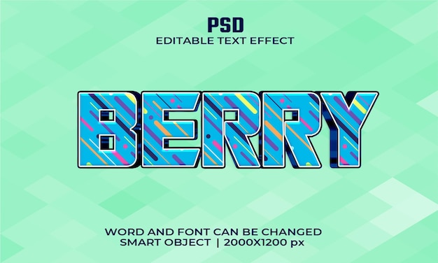 Texto editable en 3D de las bayas